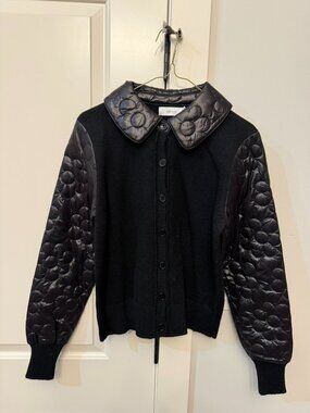 GREYLIN Black Quilted Sleeve Knit Cardigan Jacket - Size M